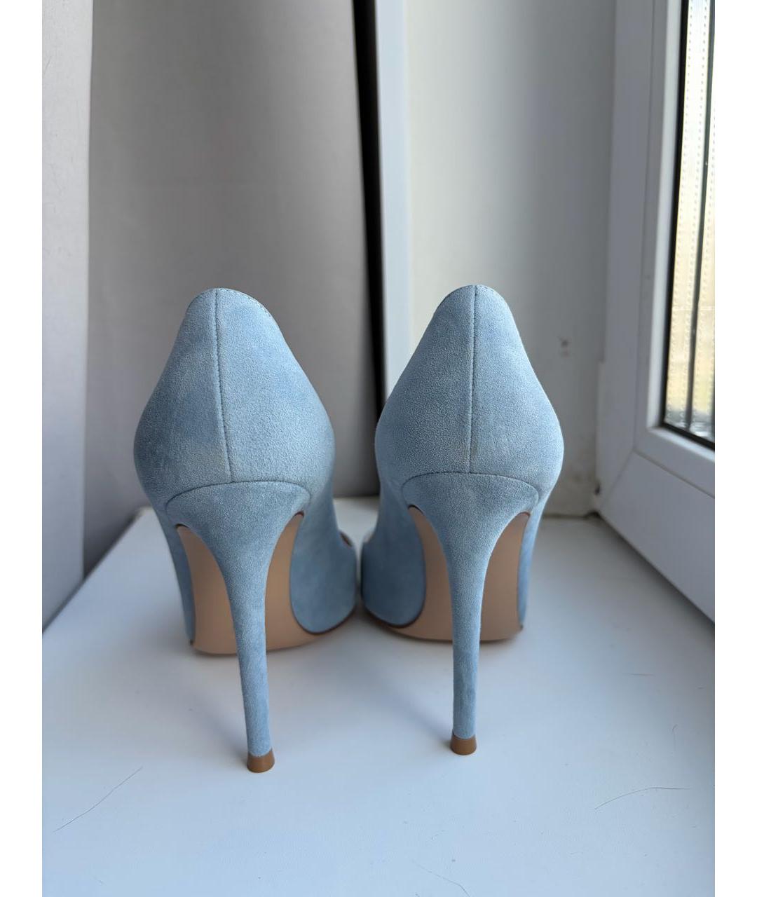 GIANVITO ROSSI Голубые кожаные туфли, фото 4
