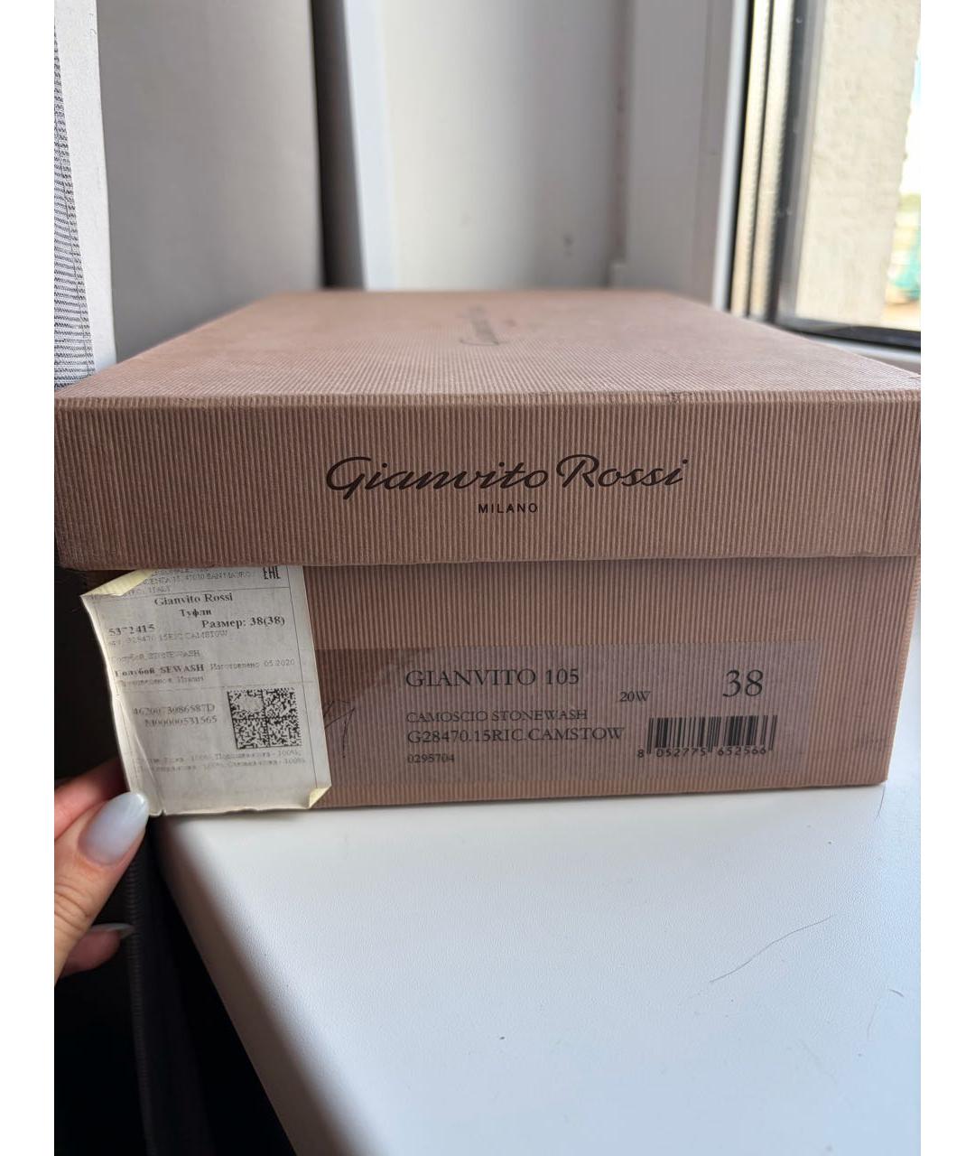 GIANVITO ROSSI Голубые кожаные туфли, фото 5