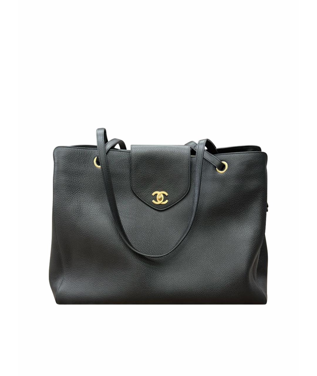 CHANEL Черная кожаная сумка тоут, фото 1