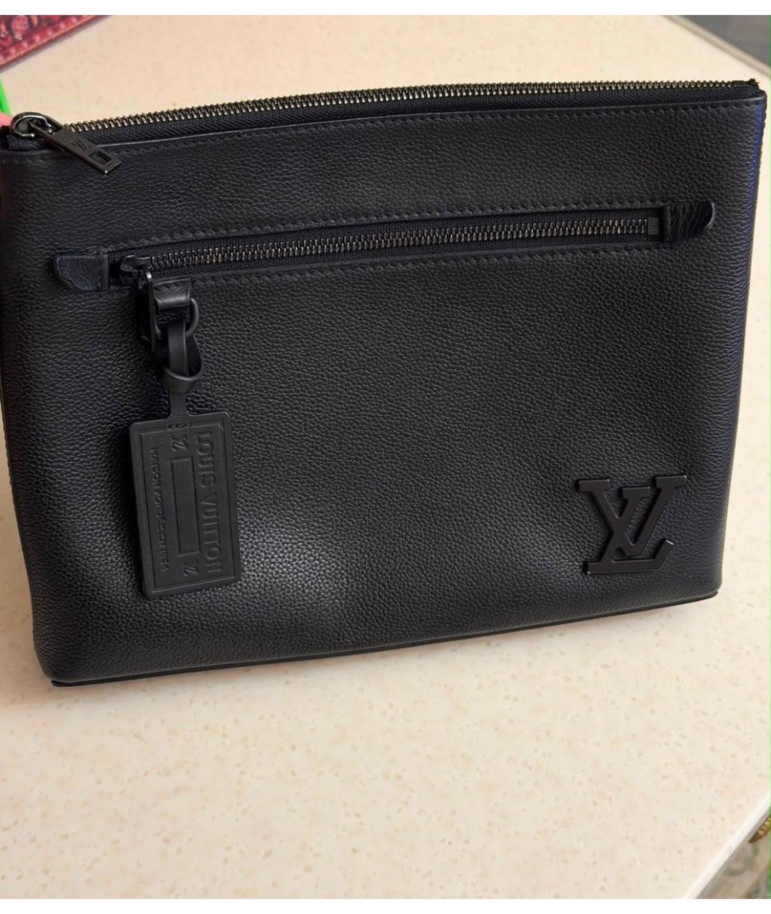 LOUIS VUITTON Черная кожаная папка для документов, фото 4