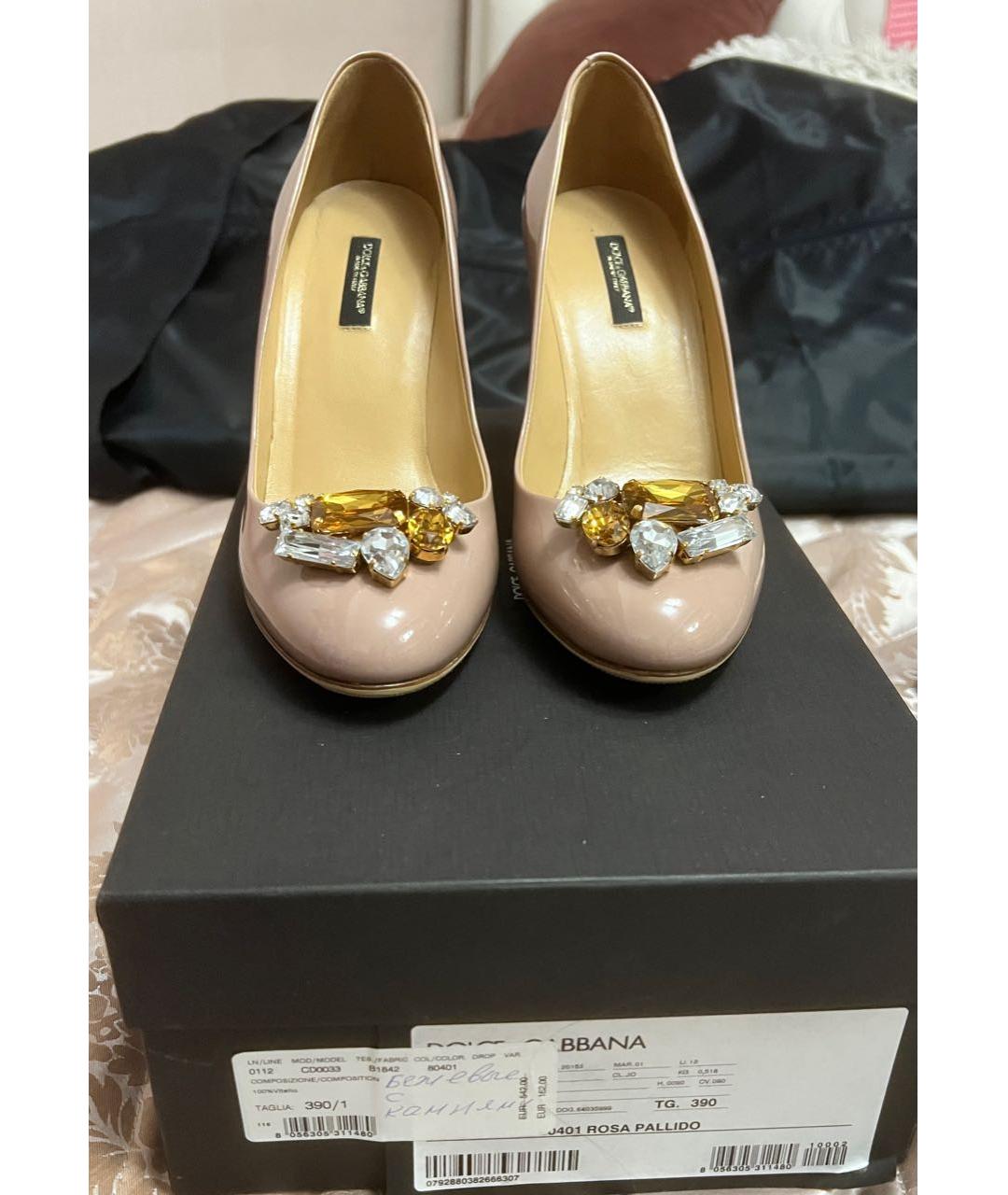 DOLCE&GABBANA Бежевые туфли из лакированной кожи, фото 2