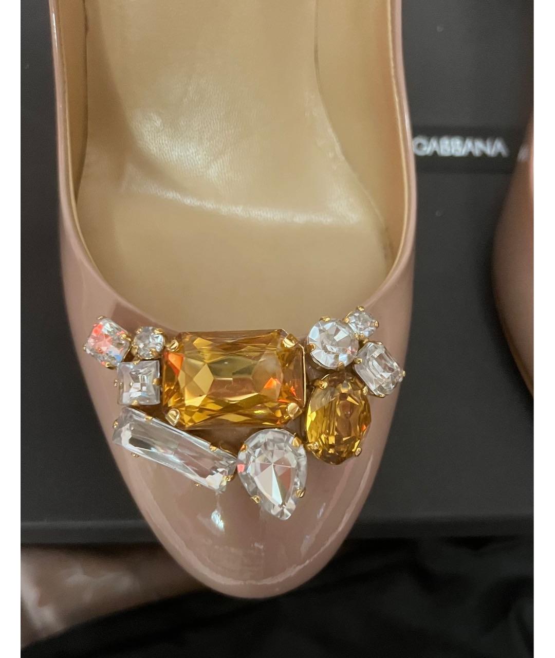 DOLCE&GABBANA Бежевые туфли из лакированной кожи, фото 5