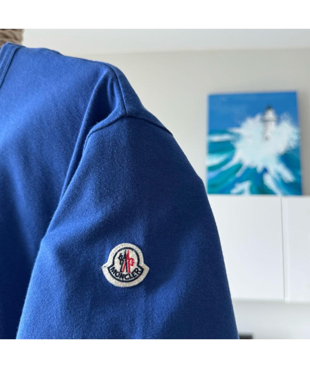 MONCLER Синяя хлопковая футболка, фото 4