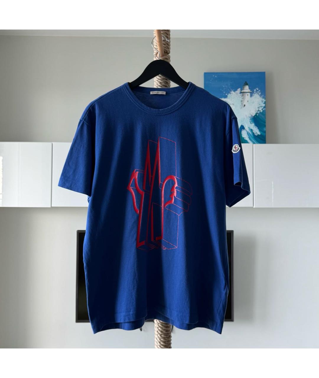 MONCLER Синяя хлопковая футболка, фото 8