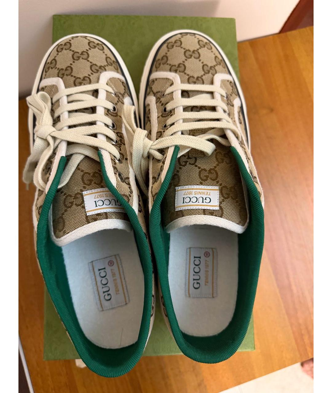 GUCCI Бежевые текстильные низкие кроссовки / кеды, фото 3