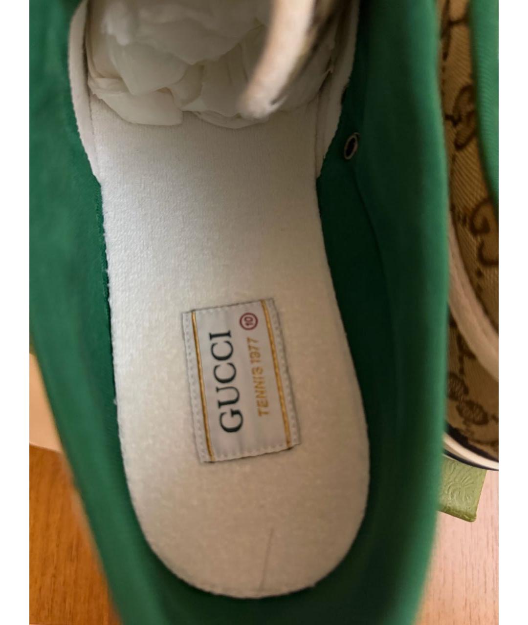 GUCCI Бежевые текстильные низкие кроссовки / кеды, фото 6