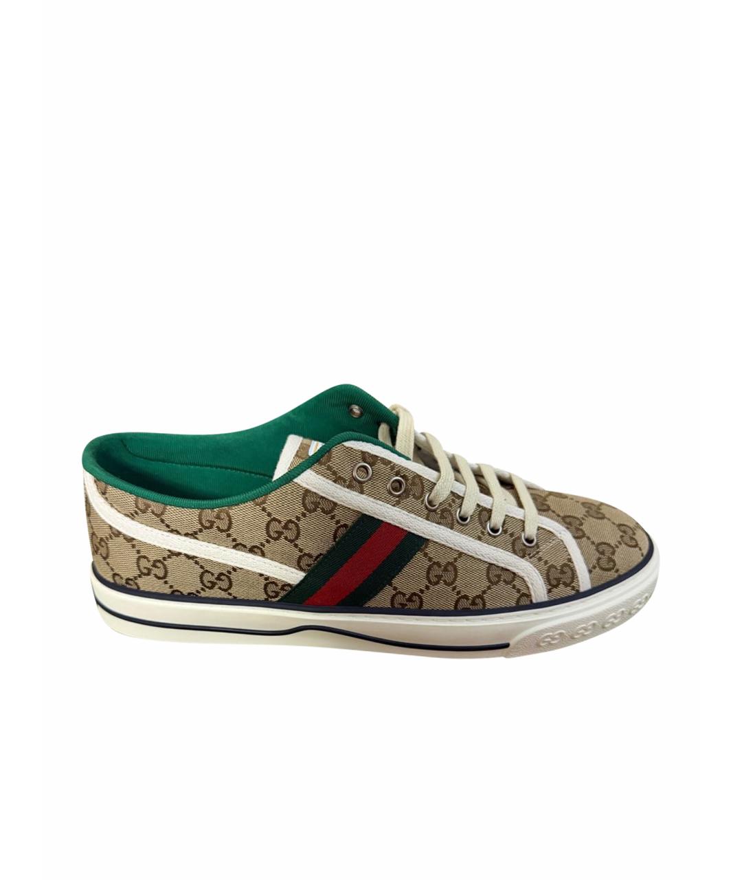 GUCCI Бежевые текстильные низкие кроссовки / кеды, фото 1