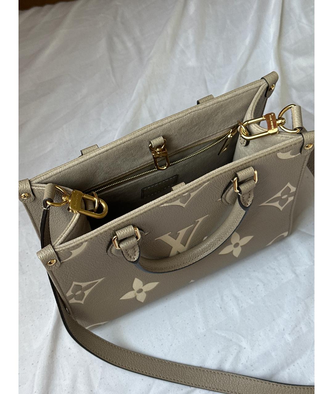 LOUIS VUITTON Бежевая кожаная сумка тоут, фото 4
