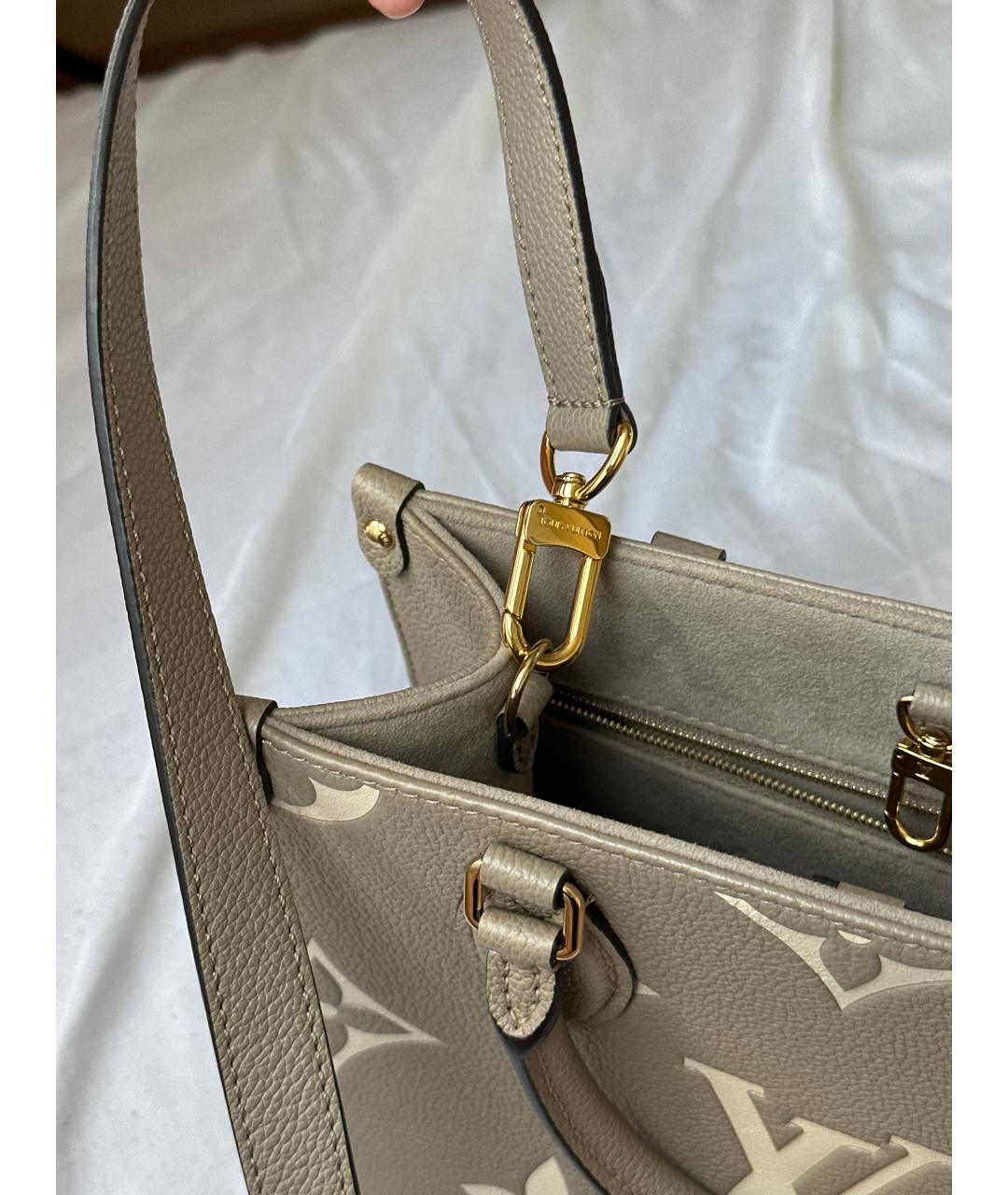 LOUIS VUITTON Бежевая кожаная сумка тоут, фото 5