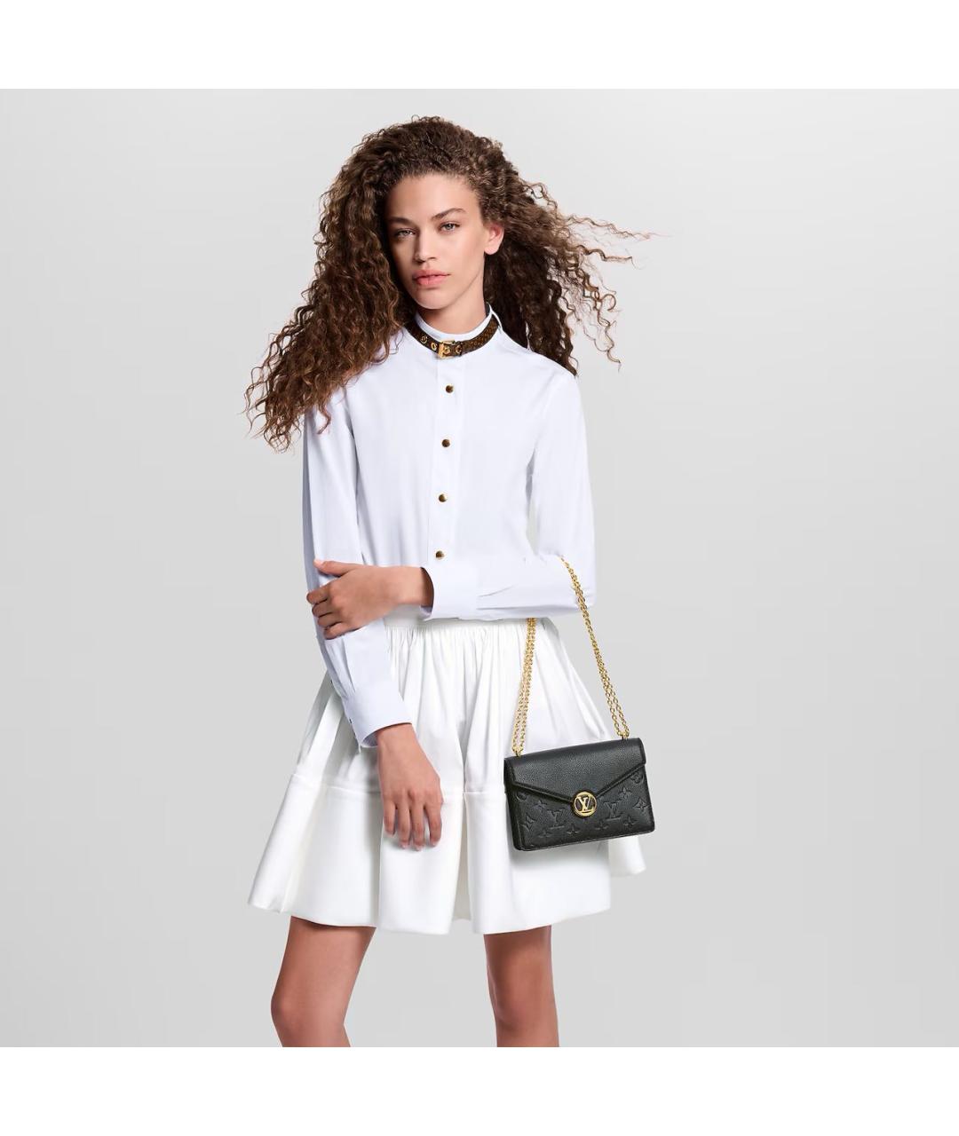 LOUIS VUITTON Черная кожаная сумка через плечо, фото 6