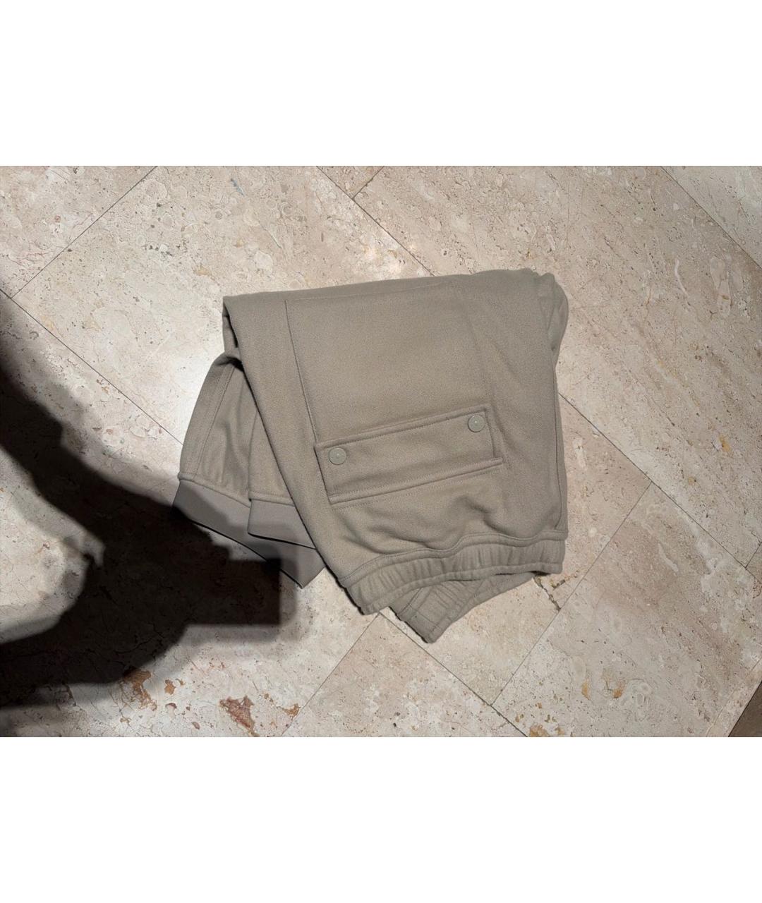 STONE ISLAND Бежевые шерстяные повседневные брюки, фото 4