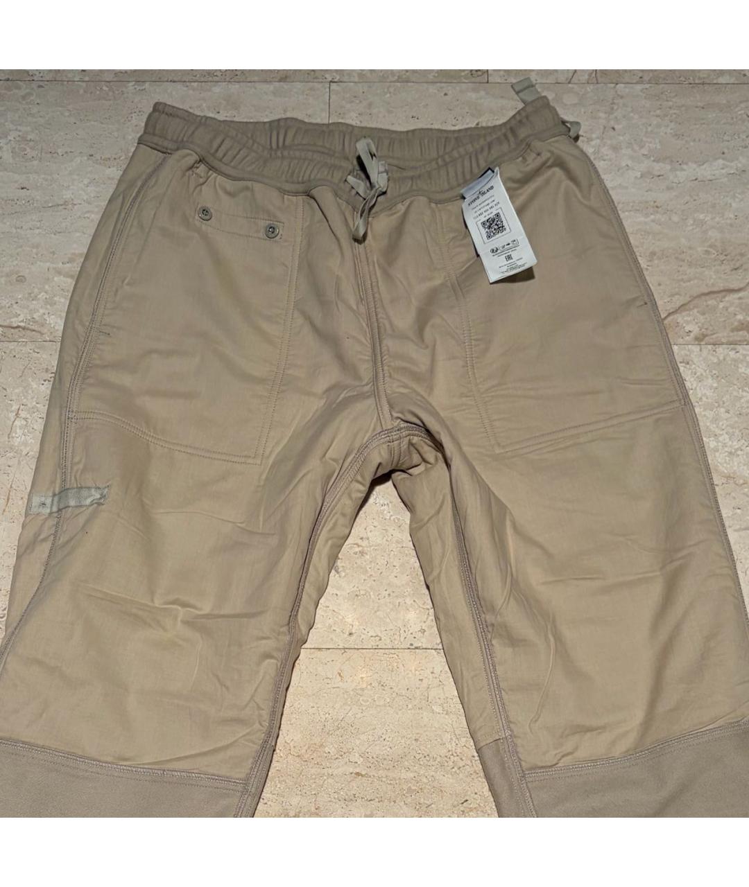 STONE ISLAND Бежевые шерстяные повседневные брюки, фото 3