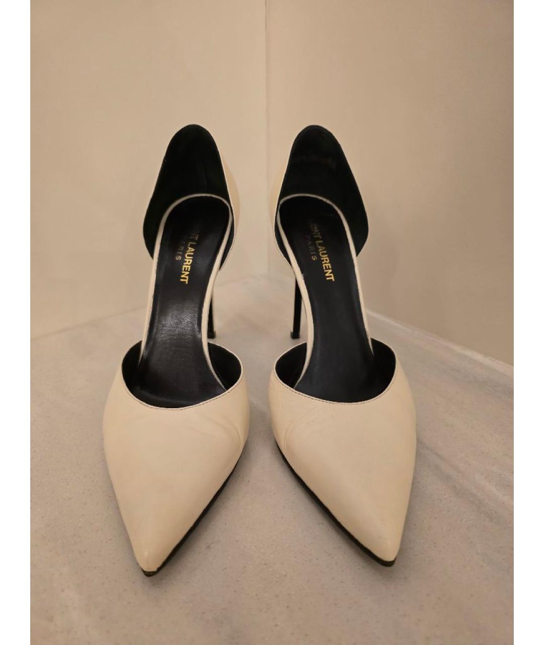 SAINT LAURENT Бежевые кожаные туфли, фото 2