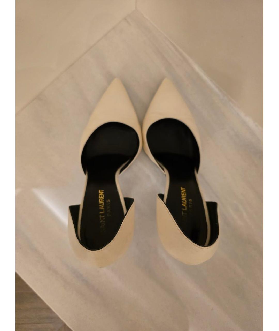 SAINT LAURENT Бежевые кожаные туфли, фото 3