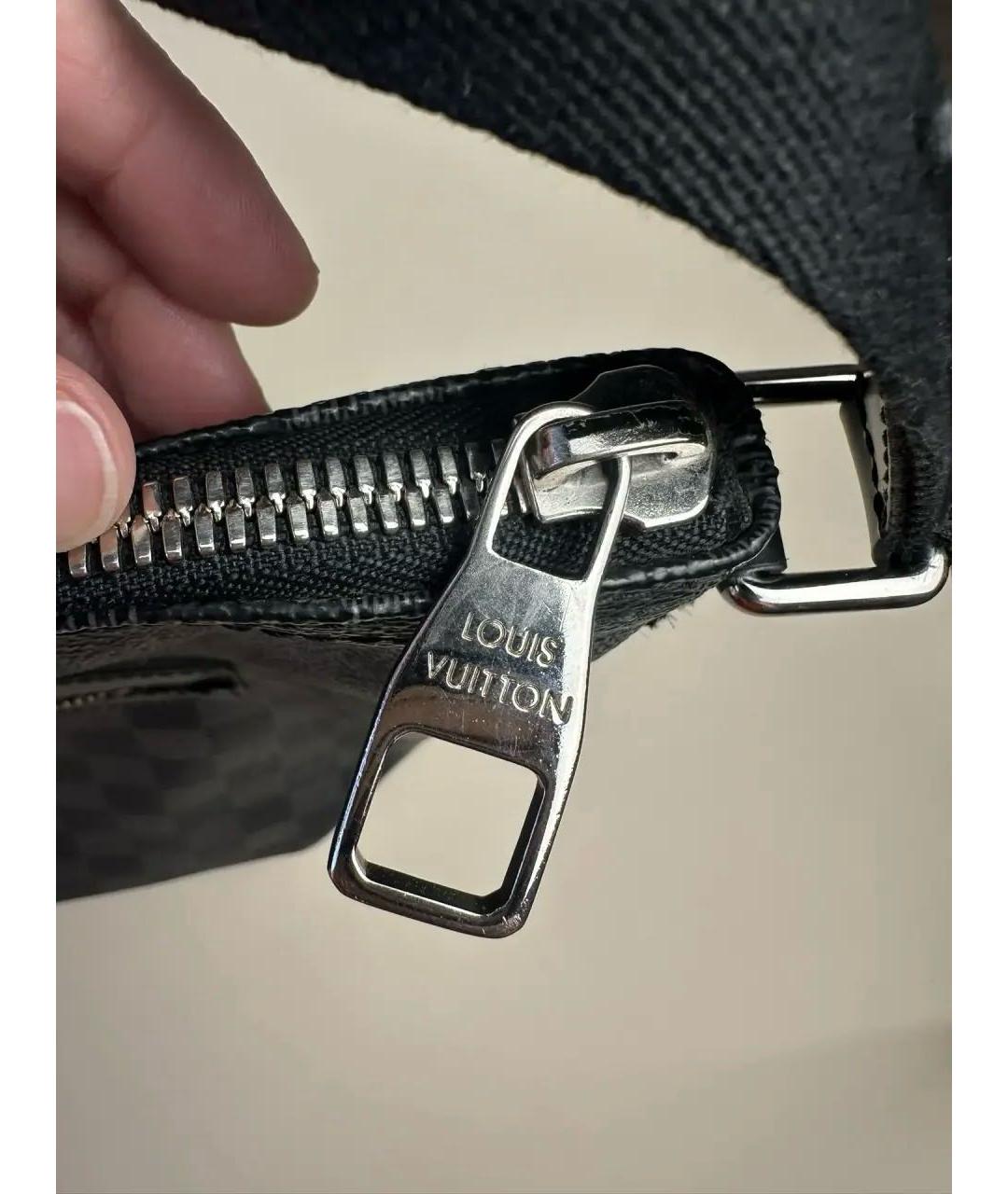 LOUIS VUITTON Черная кожаная сумка на плечо, фото 8