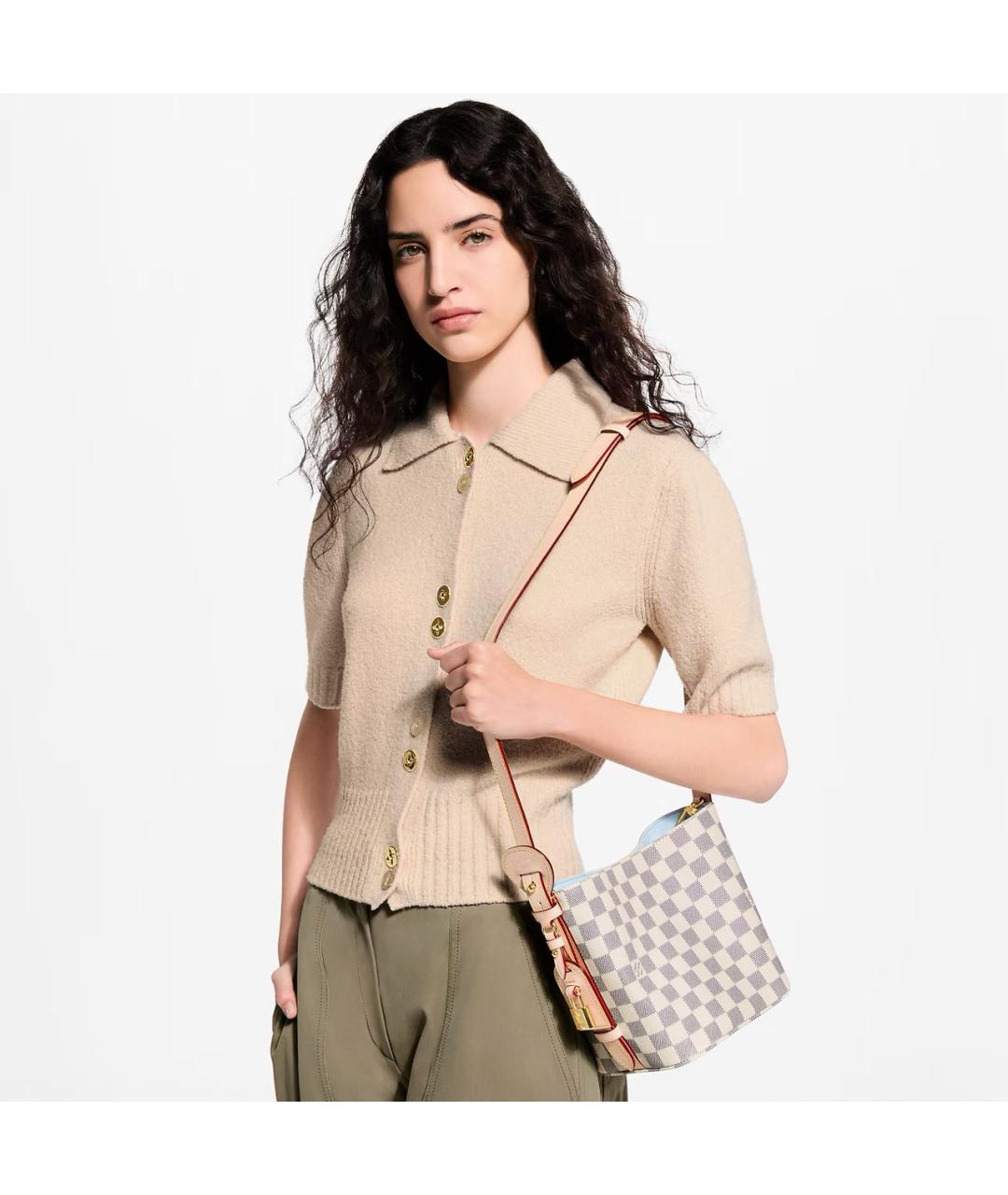 LOUIS VUITTON Бежевая сумка через плечо из канвы, фото 5