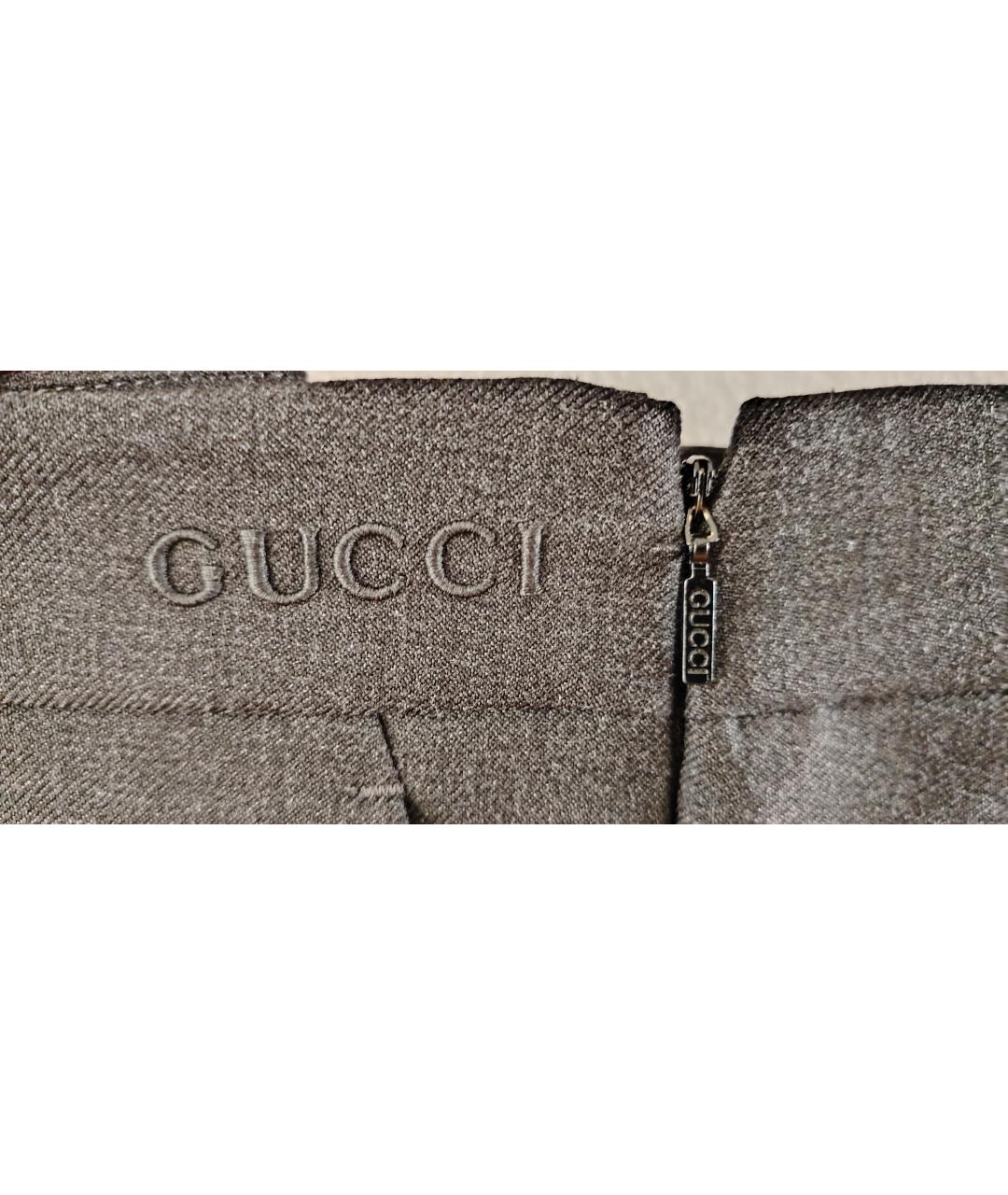 GUCCI Серые шерстяные брюки широкие, фото 4