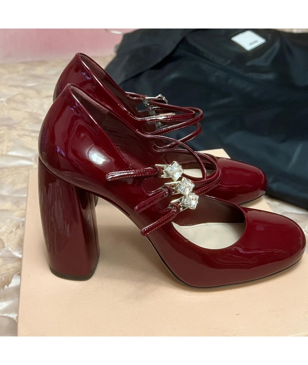 MIU MIU Бордовые туфли из лакированной кожи, фото 7