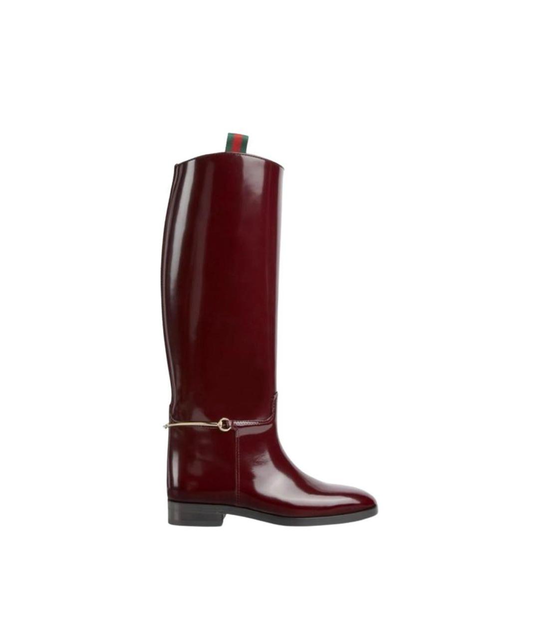 GUCCI Бордовые кожаные сапоги, фото 6