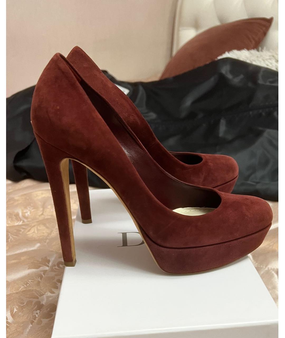 CHRISTIAN DIOR Бордовые замшевые туфли, фото 5