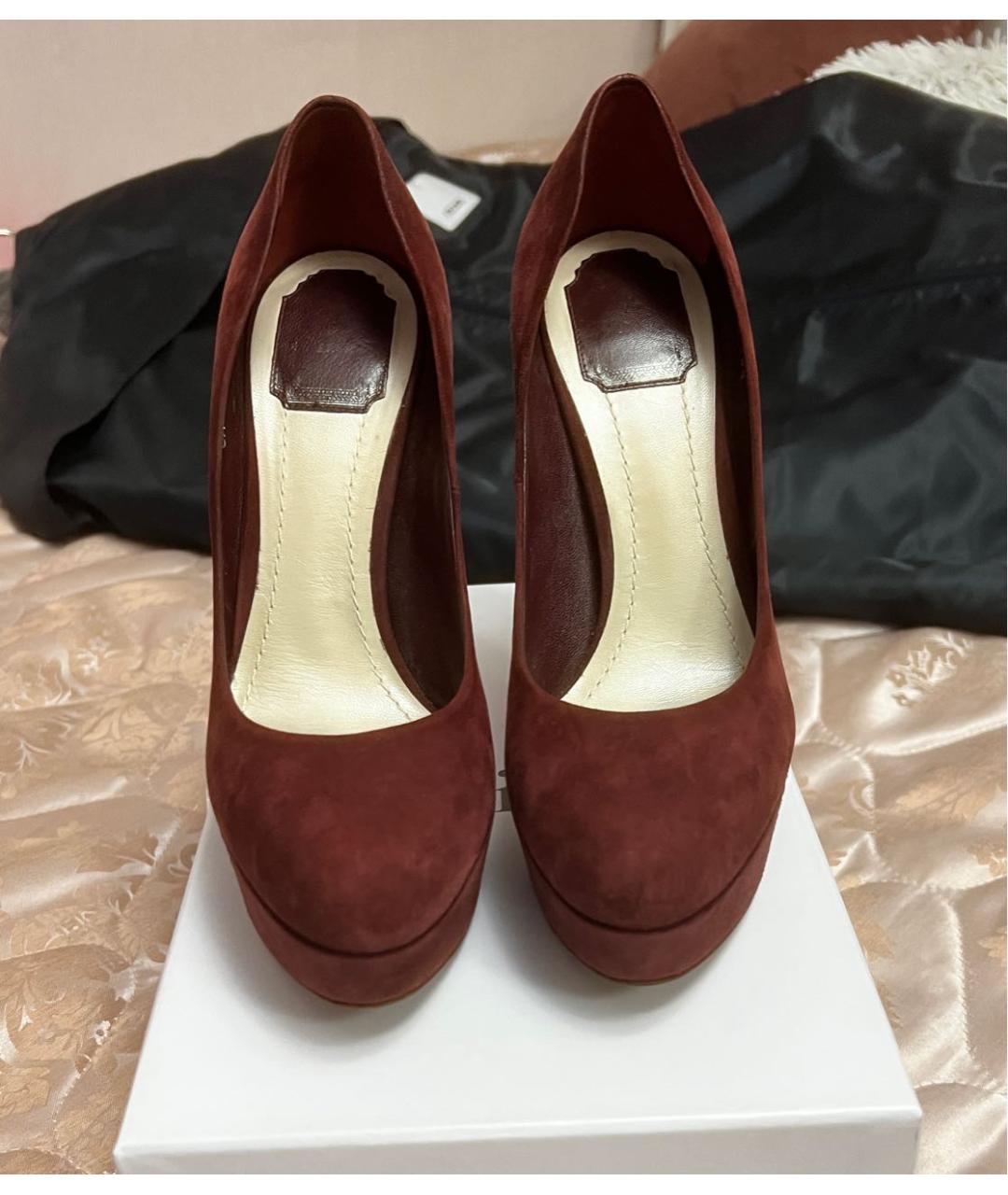 CHRISTIAN DIOR Бордовые замшевые туфли, фото 2