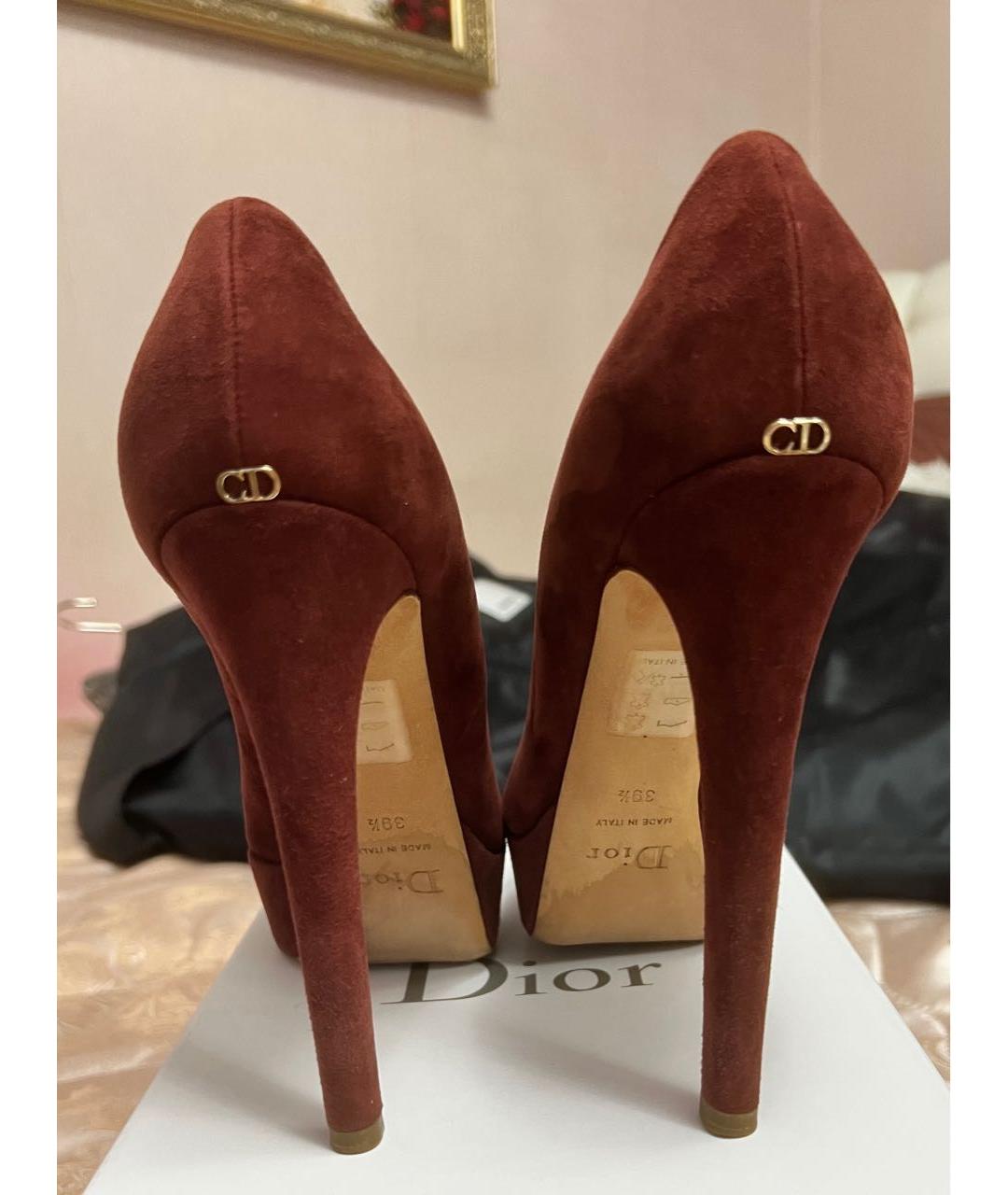 CHRISTIAN DIOR Бордовые замшевые туфли, фото 4