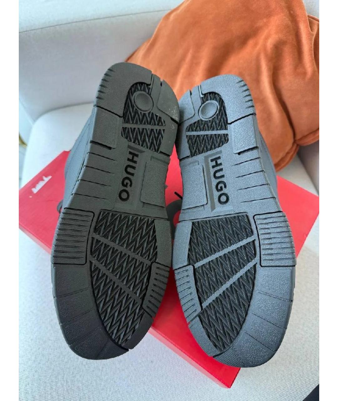 HUGO BOSS Черные кожаные низкие кроссовки / кеды, фото 5