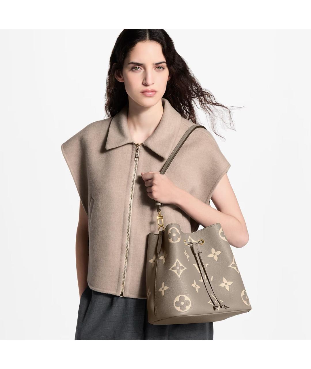 LOUIS VUITTON Бежевая кожаная сумка через плечо, фото 6