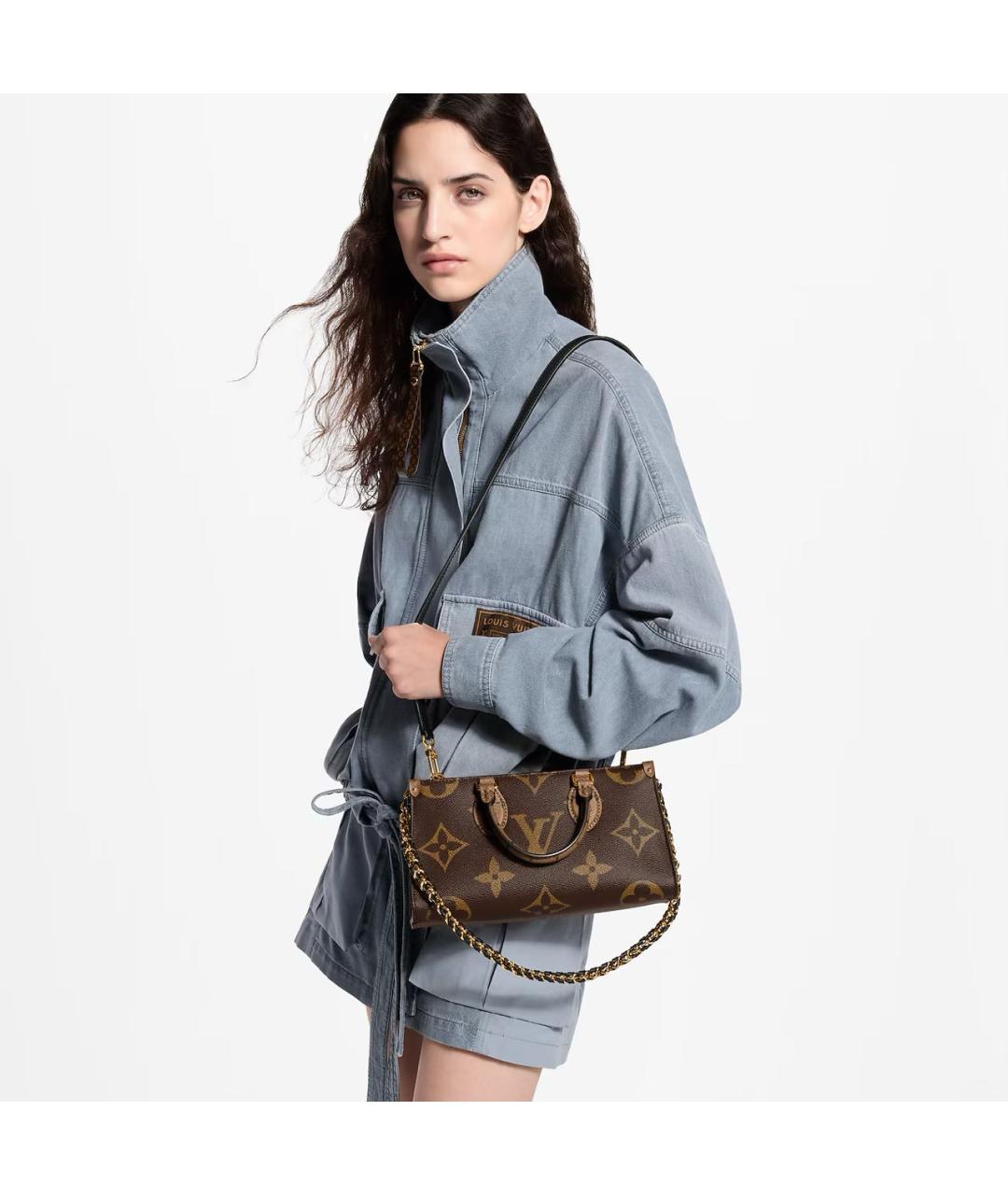 LOUIS VUITTON Коричневая сумка с короткими ручками из канвы, фото 5