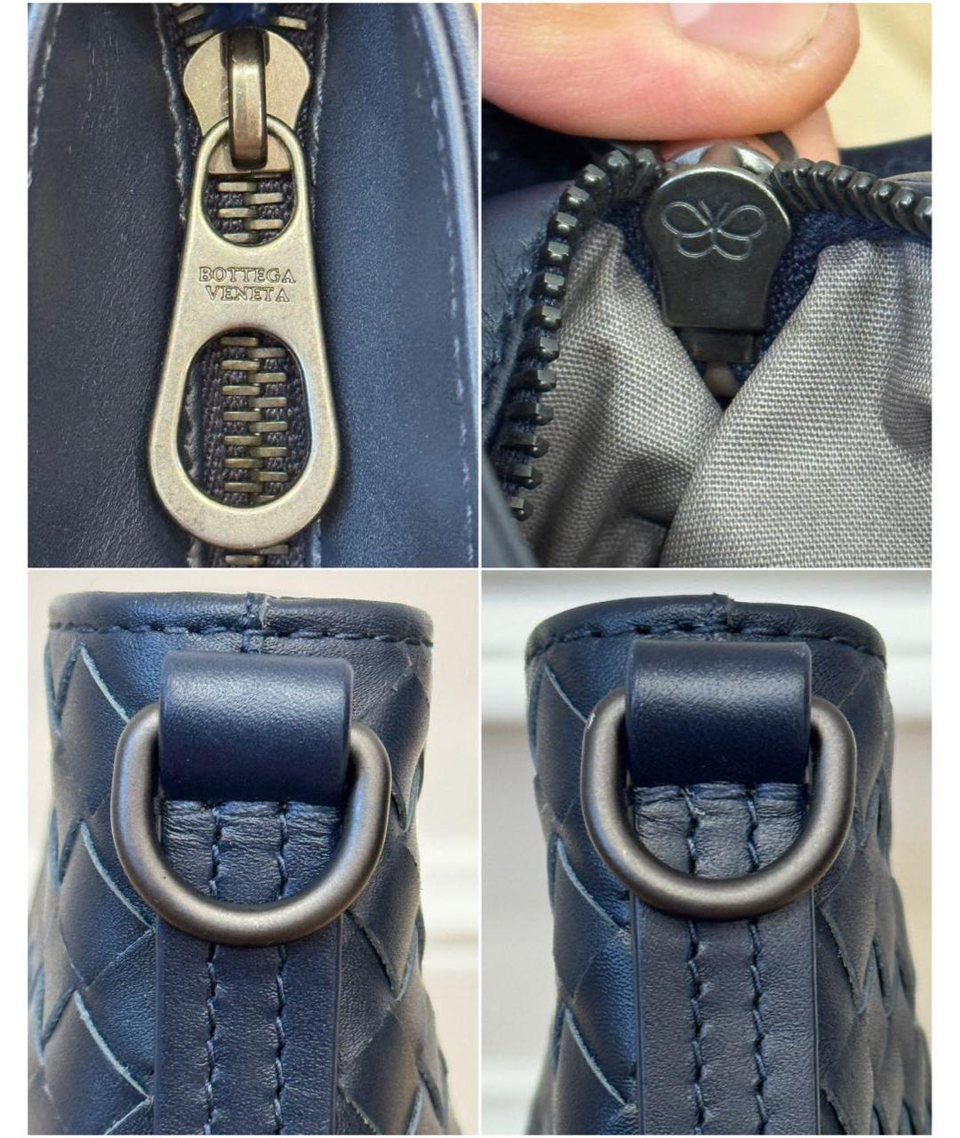 BOTTEGA VENETA Темно-синяя кожаная сумка на плечо, фото 6