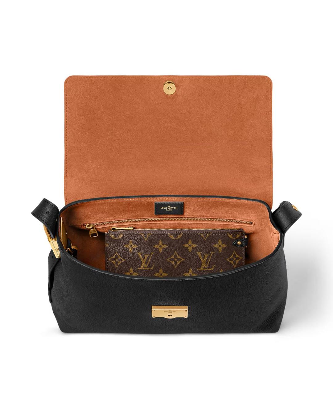 LOUIS VUITTON Черная кожаная сумка через плечо, фото 3