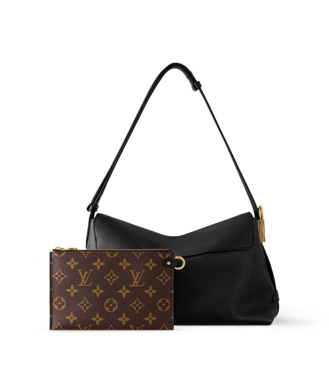 LOUIS VUITTON Черная кожаная сумка через плечо, фото 4