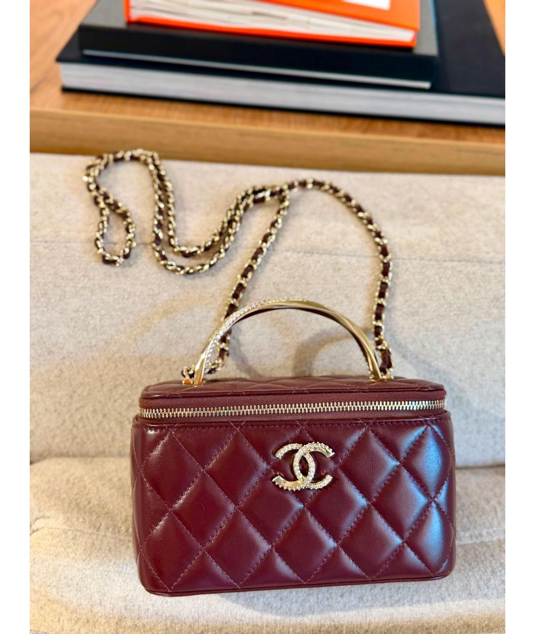 CHANEL Бордовая кожаная сумка через плечо, фото 3