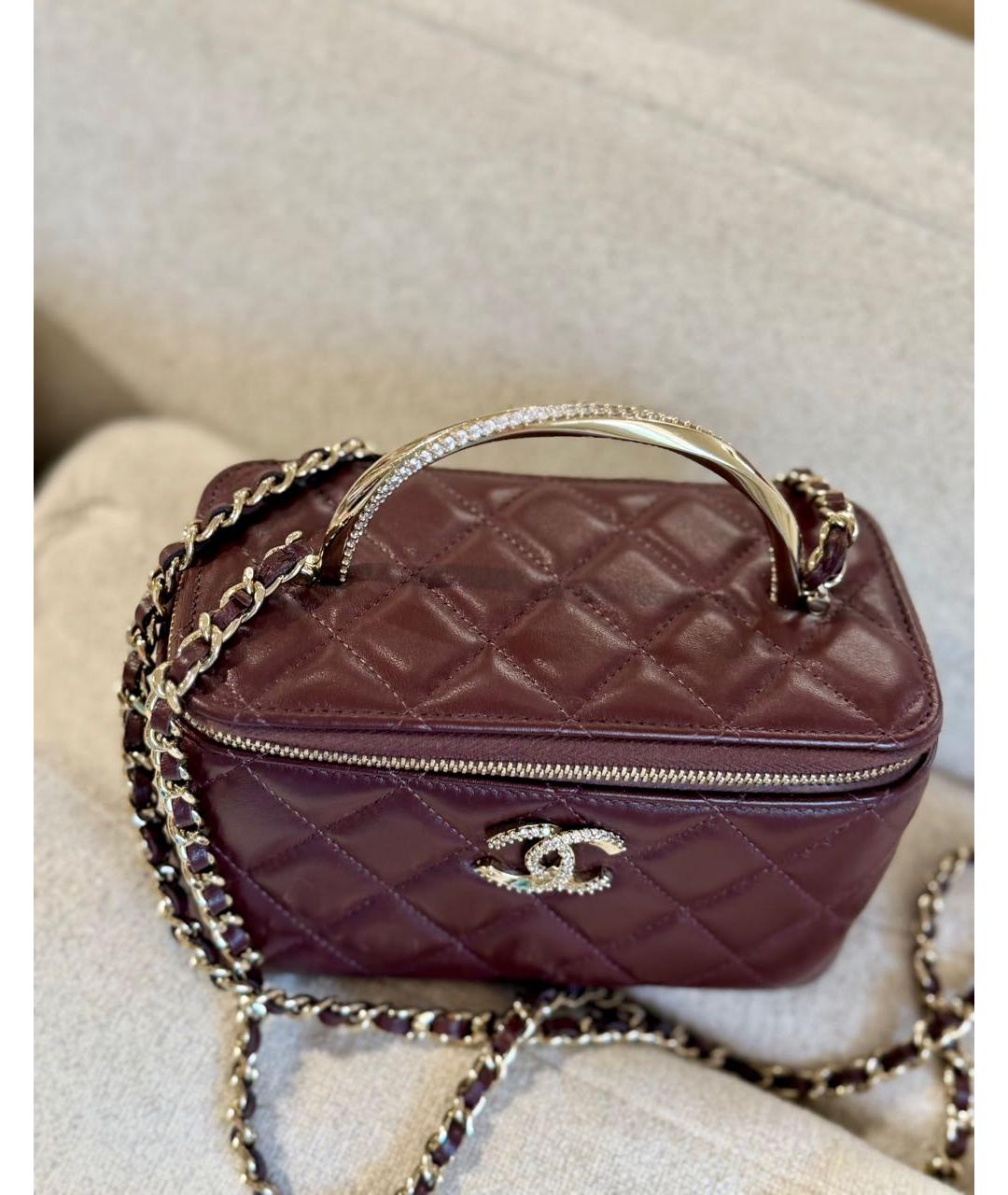 CHANEL Бордовая кожаная сумка через плечо, фото 2