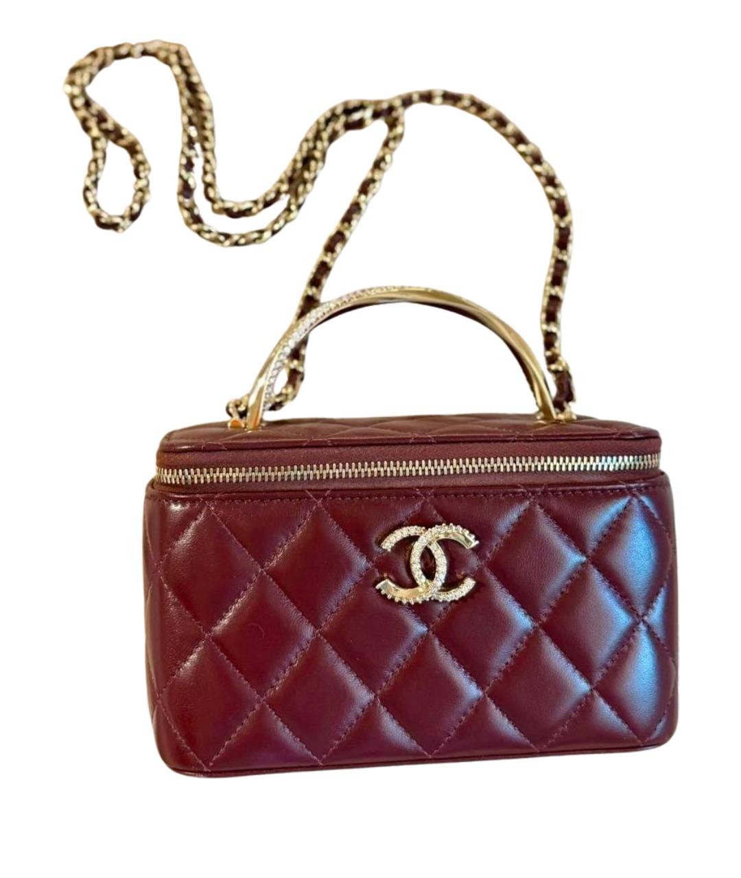 CHANEL Бордовая кожаная сумка через плечо, фото 1