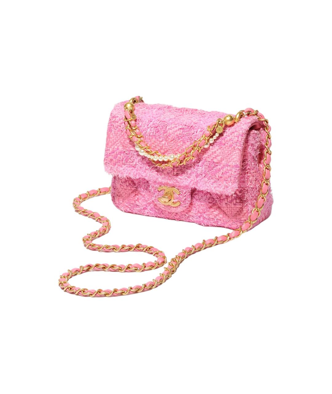 CHANEL Розовая твиловая сумка через плечо, фото 2
