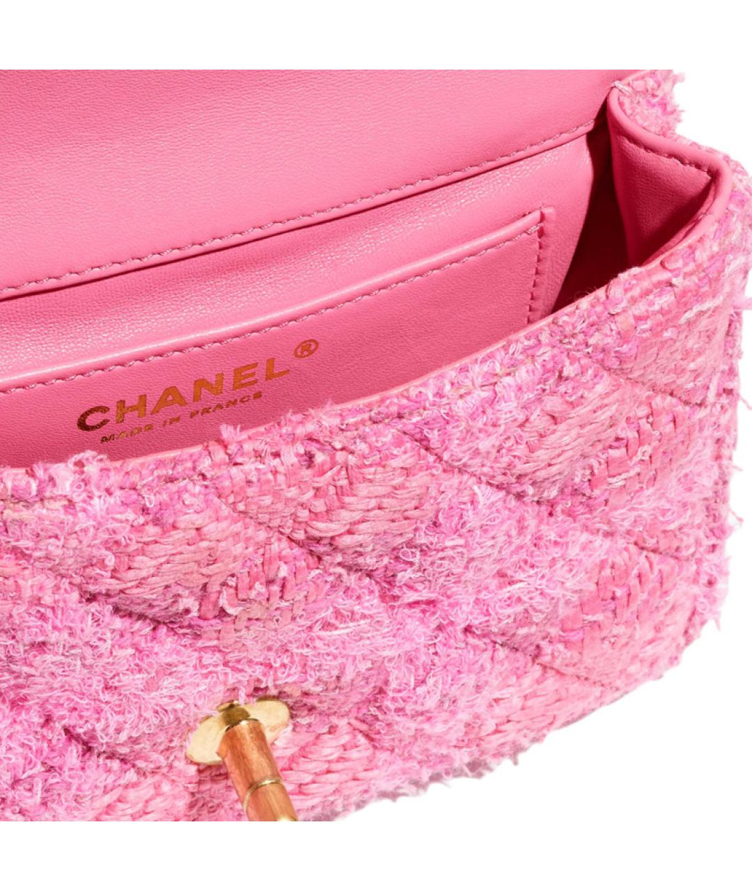 CHANEL Розовая твиловая сумка через плечо, фото 4