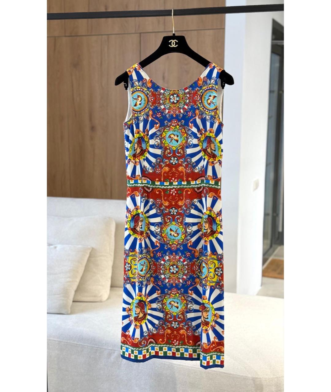 DOLCE&GABBANA Мульти шелковое повседневное платье, фото 3