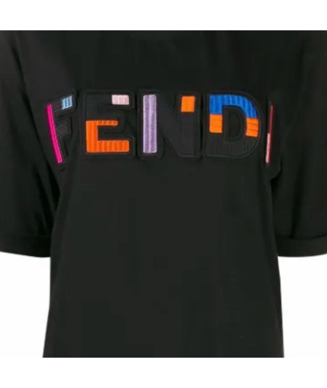 FENDI Черная хлопковая футболка, фото 2