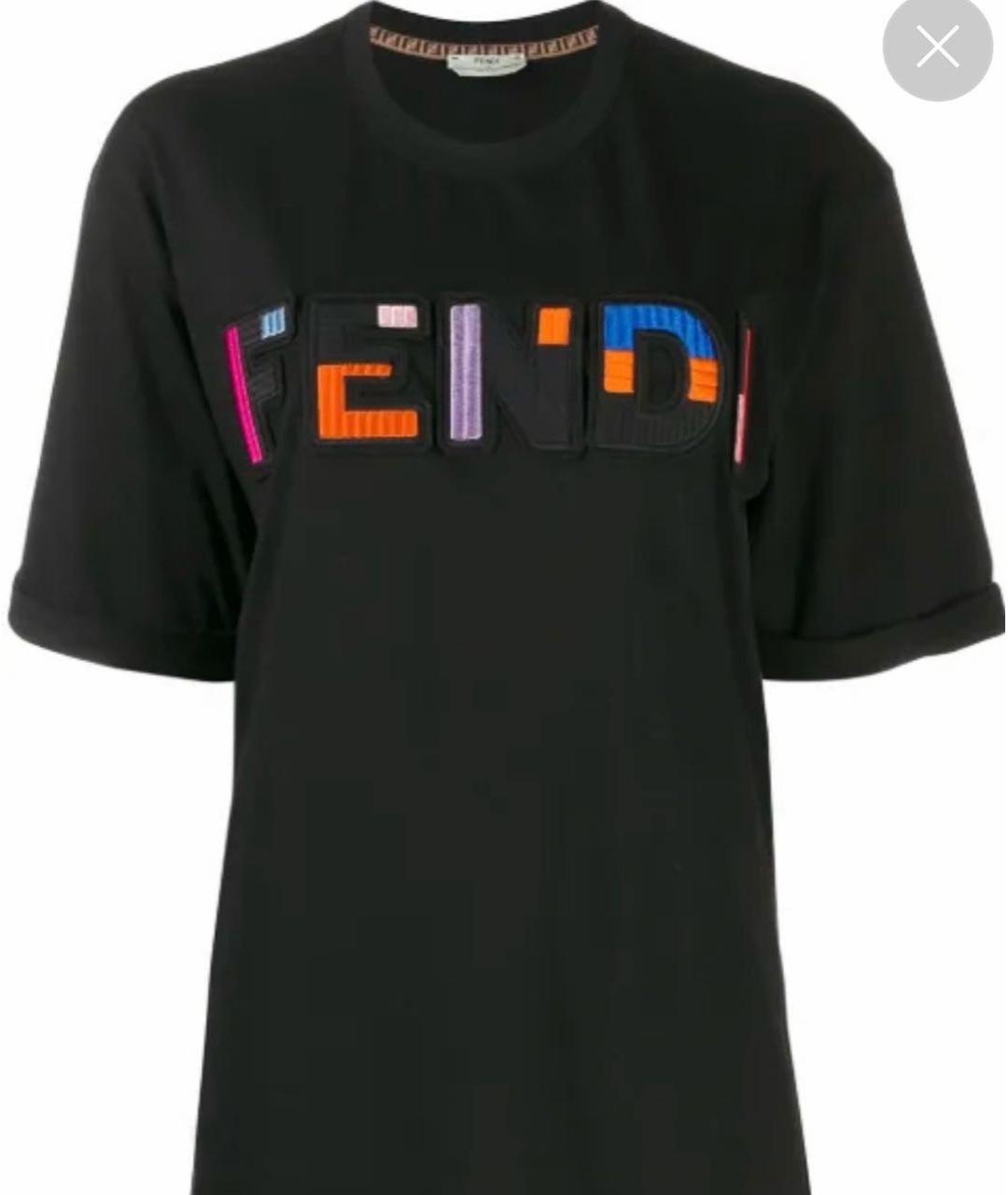 FENDI Черная хлопковая футболка, фото 3