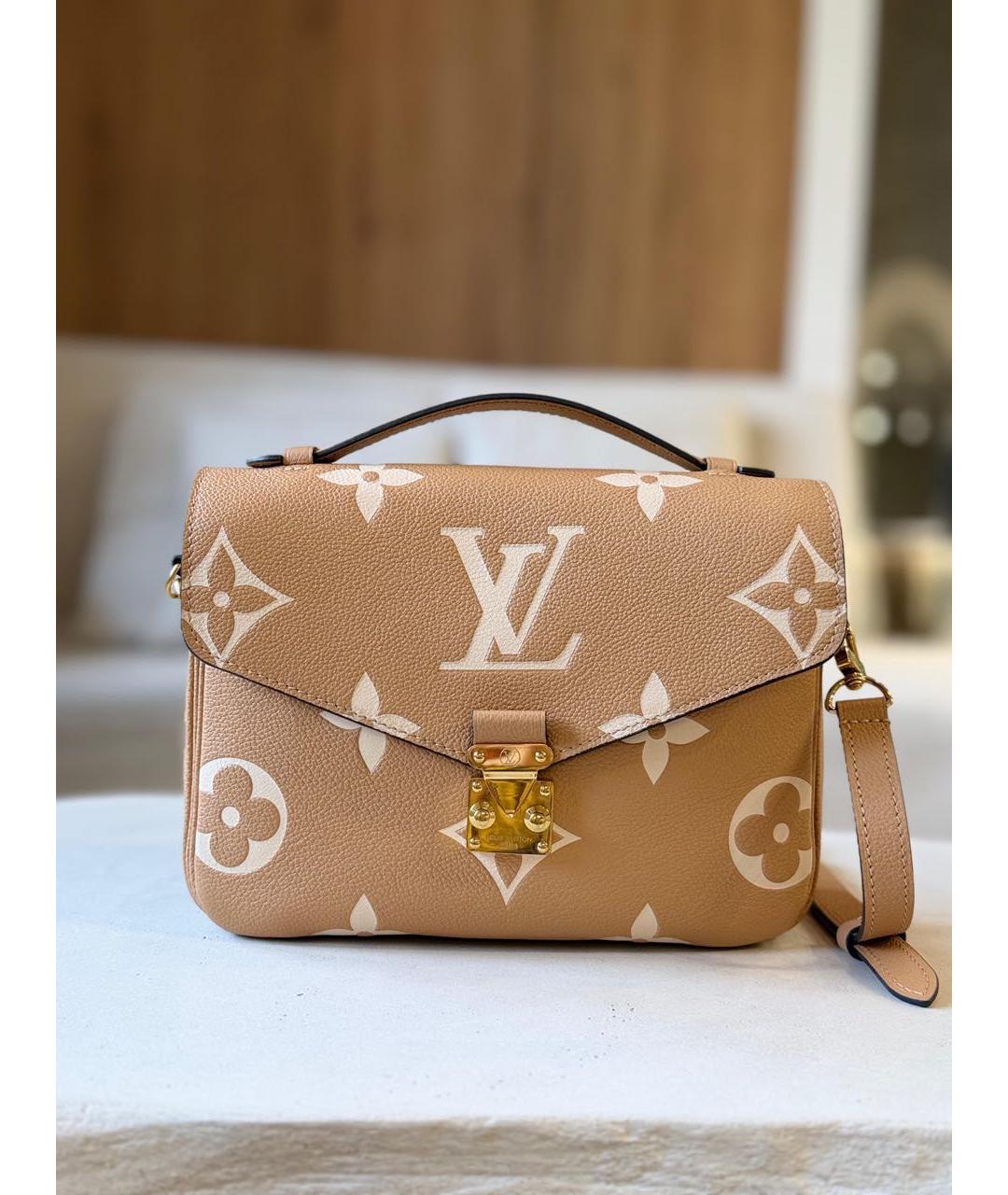 LOUIS VUITTON Бежевая кожаная сумка через плечо, фото 6