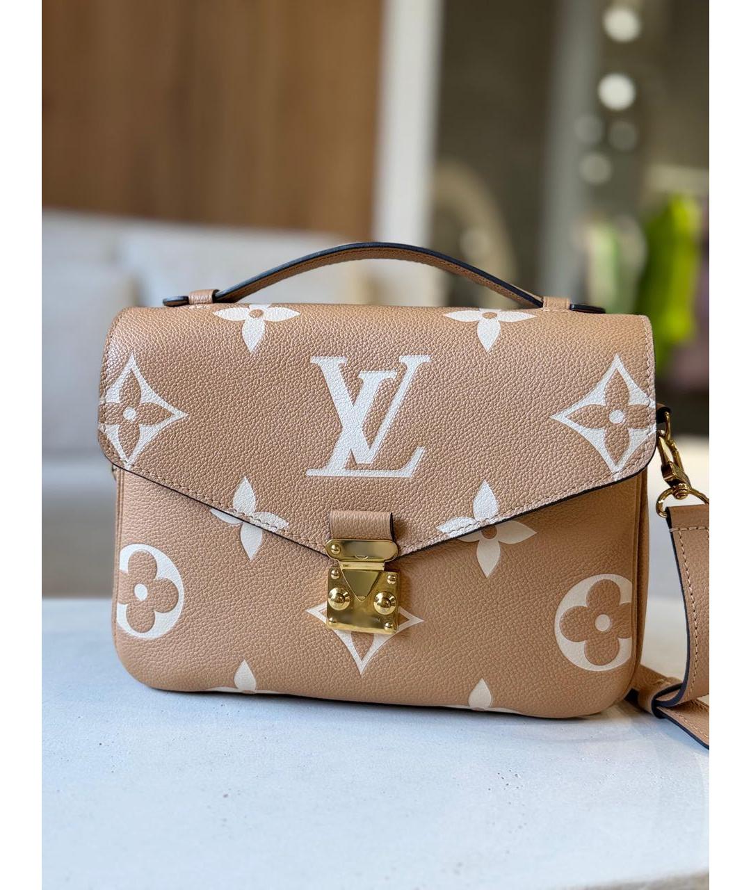 LOUIS VUITTON Бежевая кожаная сумка через плечо, фото 5