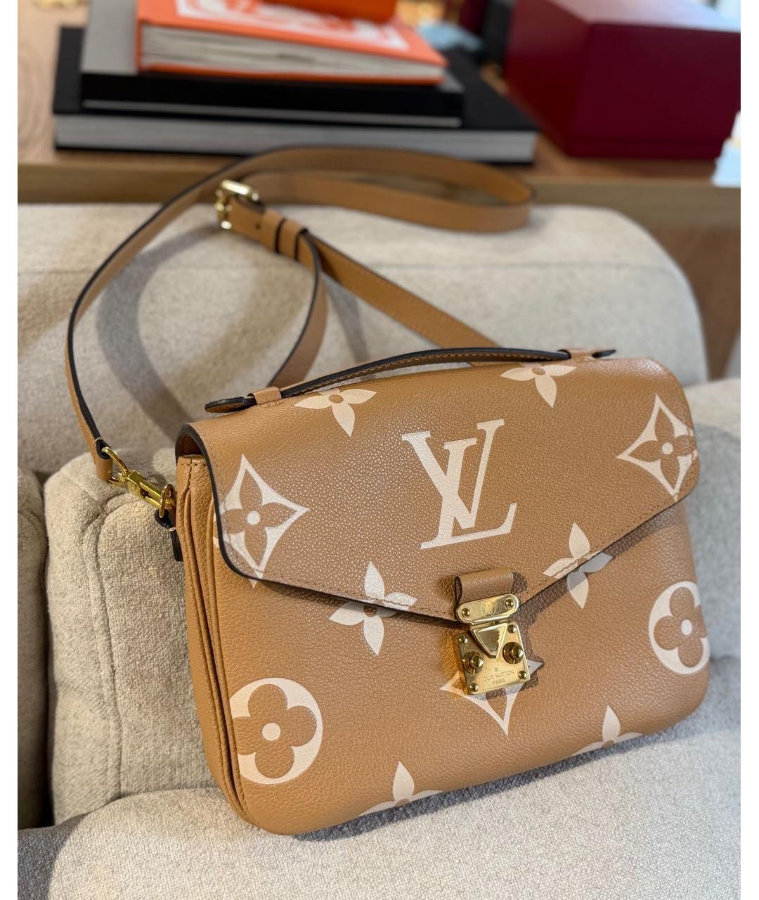 LOUIS VUITTON Бежевая кожаная сумка через плечо, фото 2