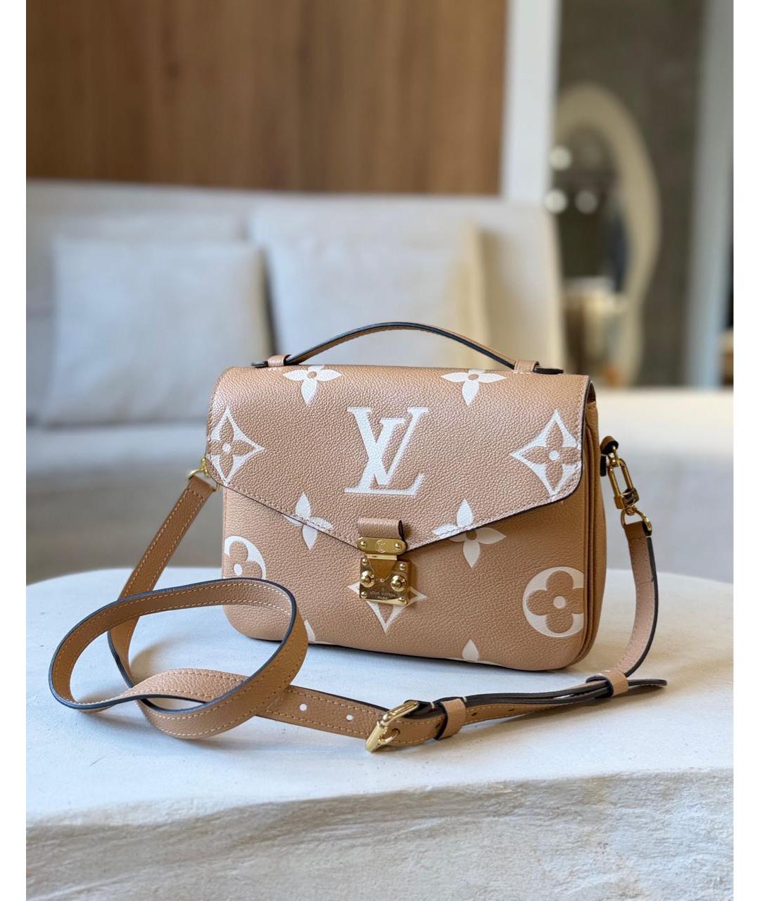 LOUIS VUITTON Бежевая кожаная сумка через плечо, фото 4