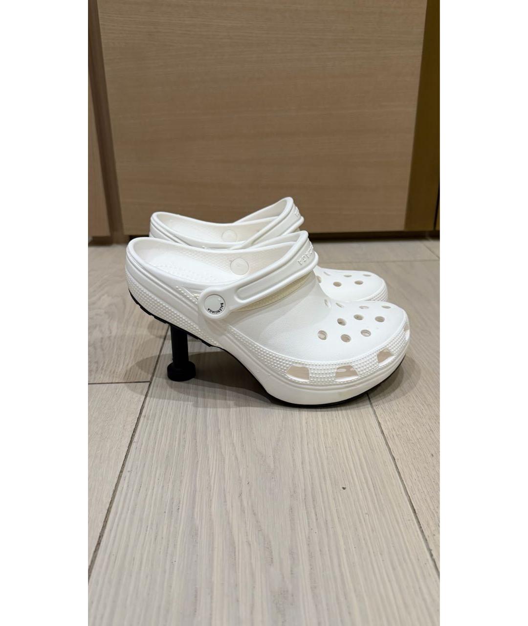 BALENCIAGA Белые резиновые сабо, фото 7