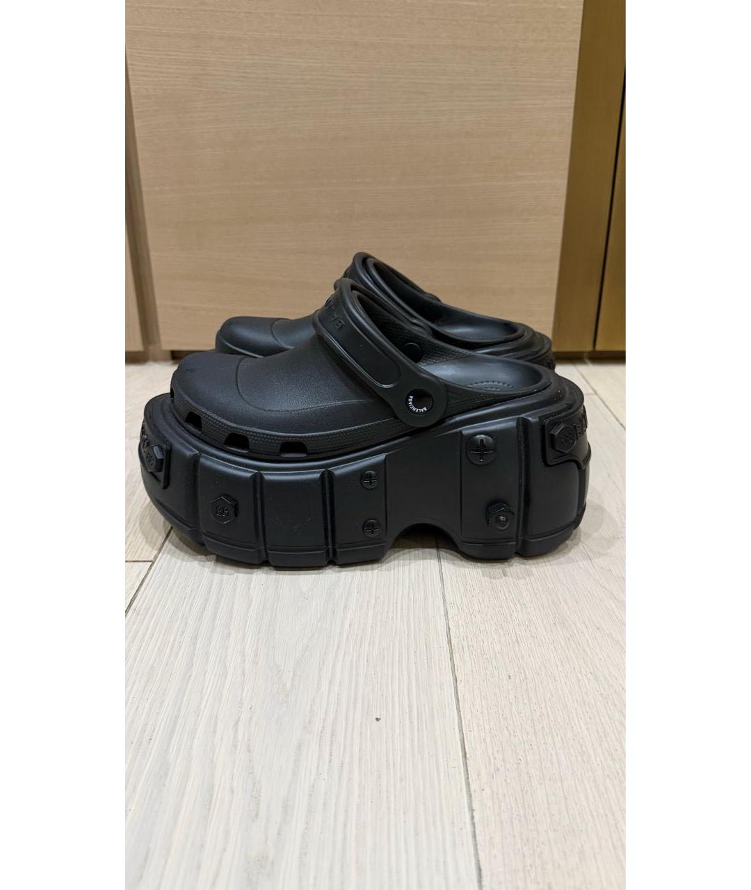 BALENCIAGA Черные резиновые сабо, фото 8