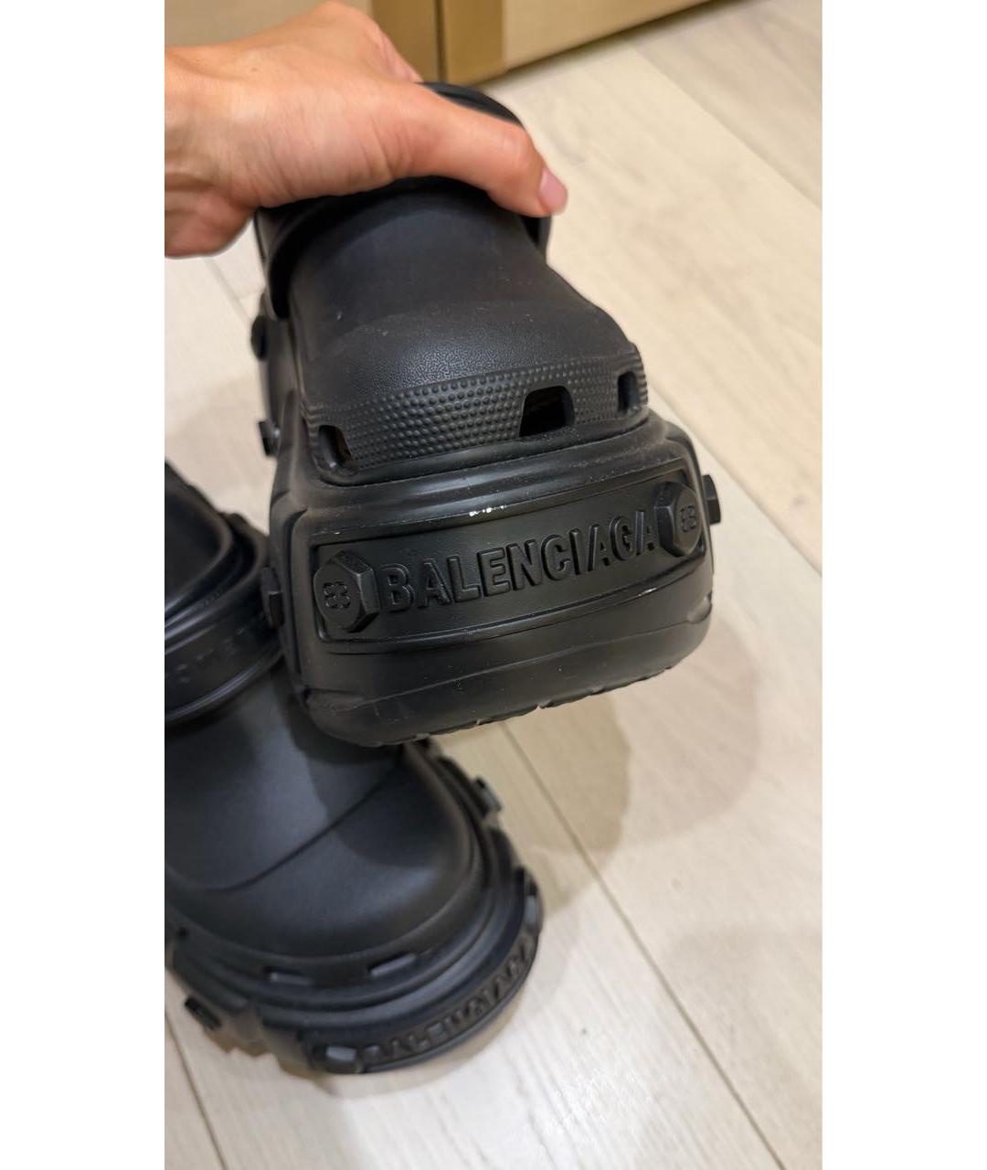 BALENCIAGA Черные резиновые сабо, фото 6