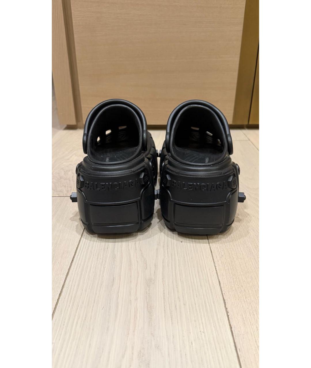 BALENCIAGA Черные резиновые сабо, фото 4
