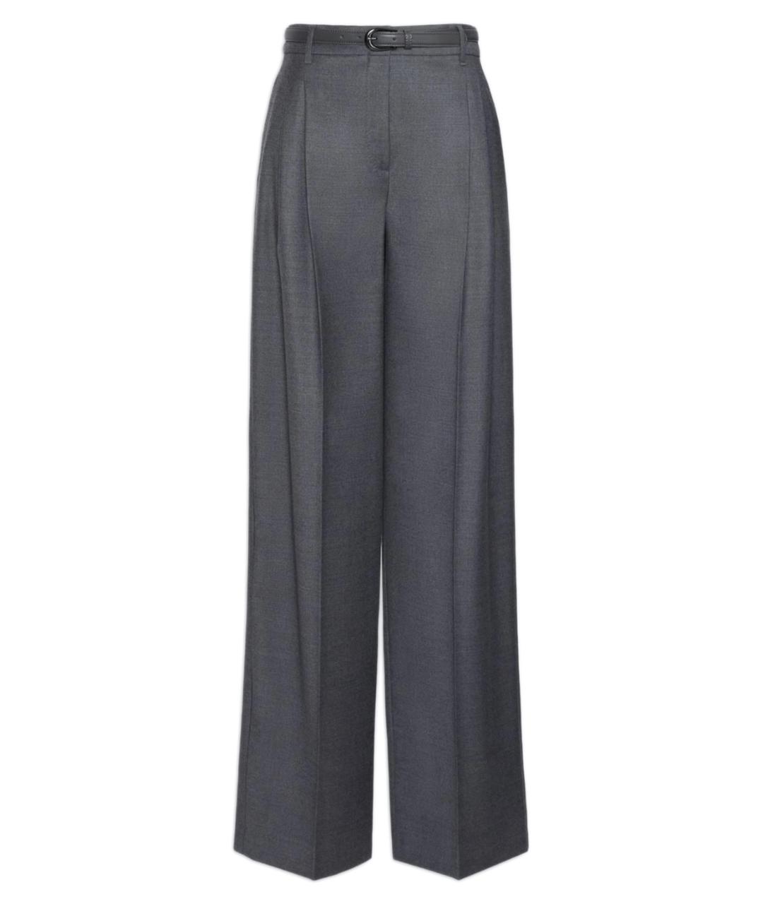 MAX MARA STUDIO Серые шерстяные брюки широкие, фото 1