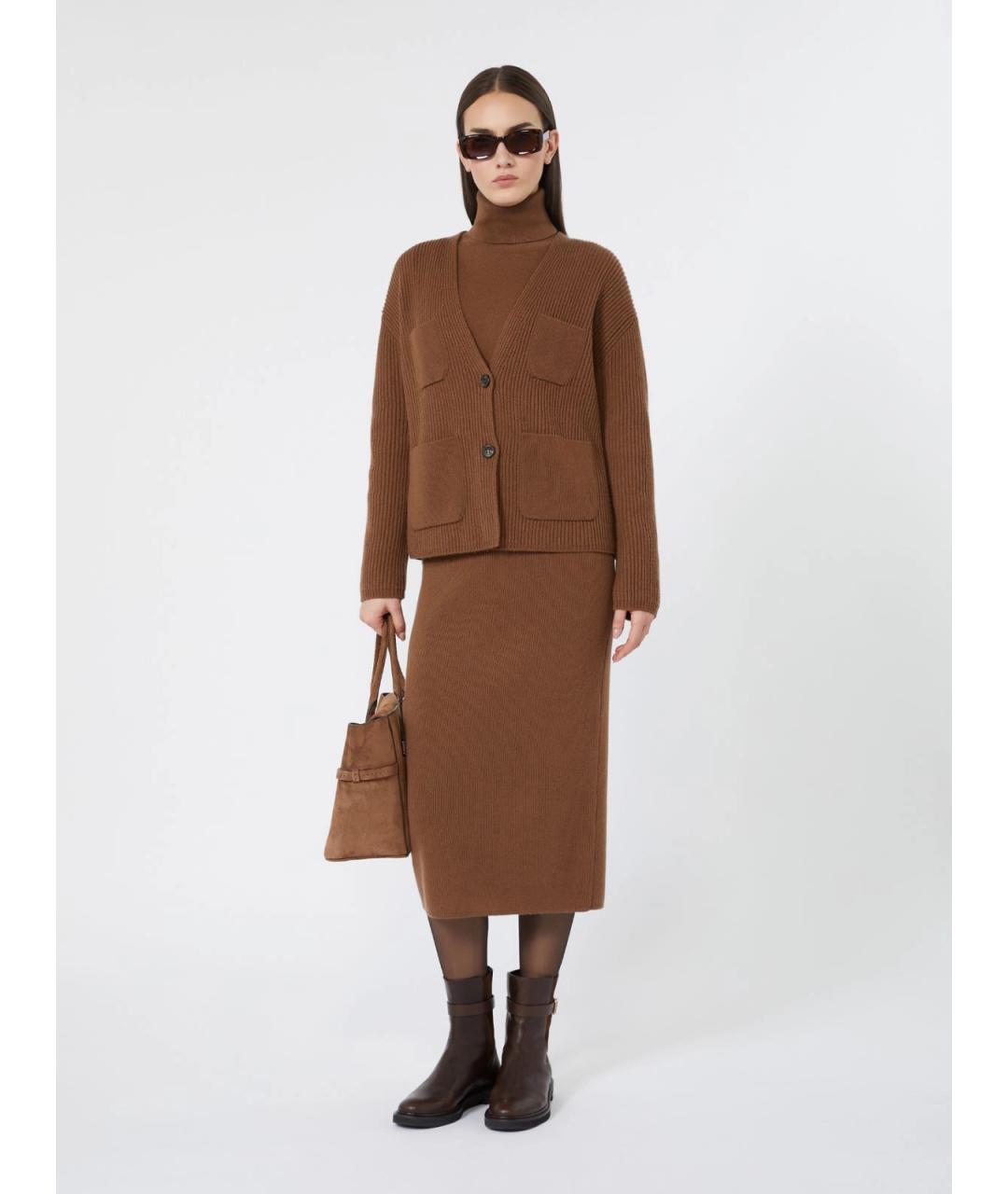 MAX MARA STUDIO Коричневый шерстяной джемпер / свитер, фото 2